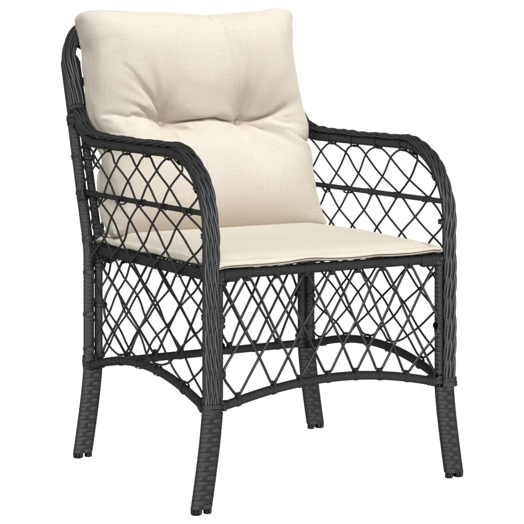 Set Bistro Cu Perne, 3 Piese, Negru, Poliratan