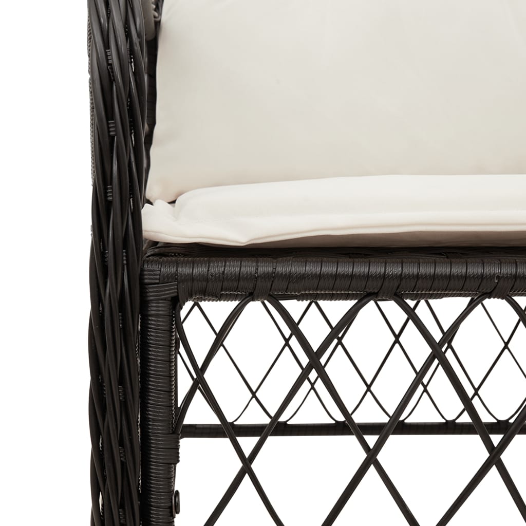 Set Bistro Cu Perne, 3 Piese, Negru, Poliratan