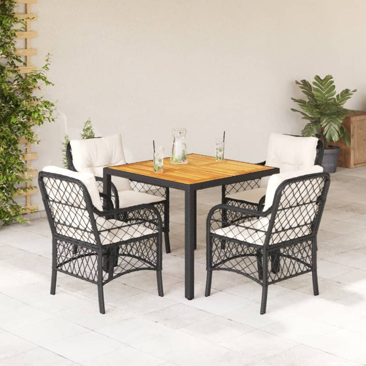 Set Bistro Cu Perne, 3 Piese, Negru, Poliratan