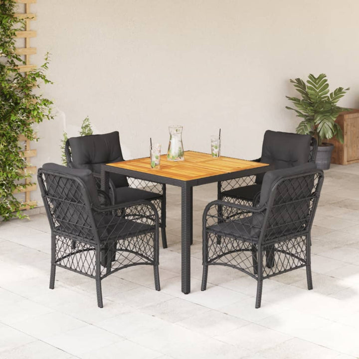 Set Bistro Cu Perne, 3 Piese, Negru, Poliratan