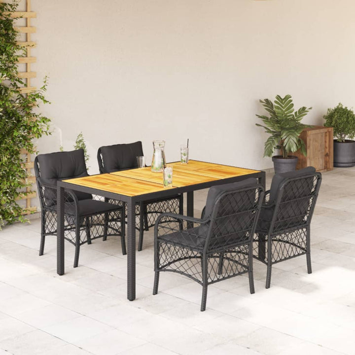 Set Bistro Cu Perne, 3 Piese, Negru, Poliratan