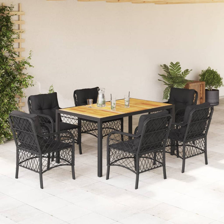 Set Bistro Cu Perne, 3 Piese, Negru, Poliratan