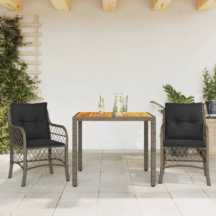 Set Bistro Cu Perne, 3 Piese, Negru, Poliratan