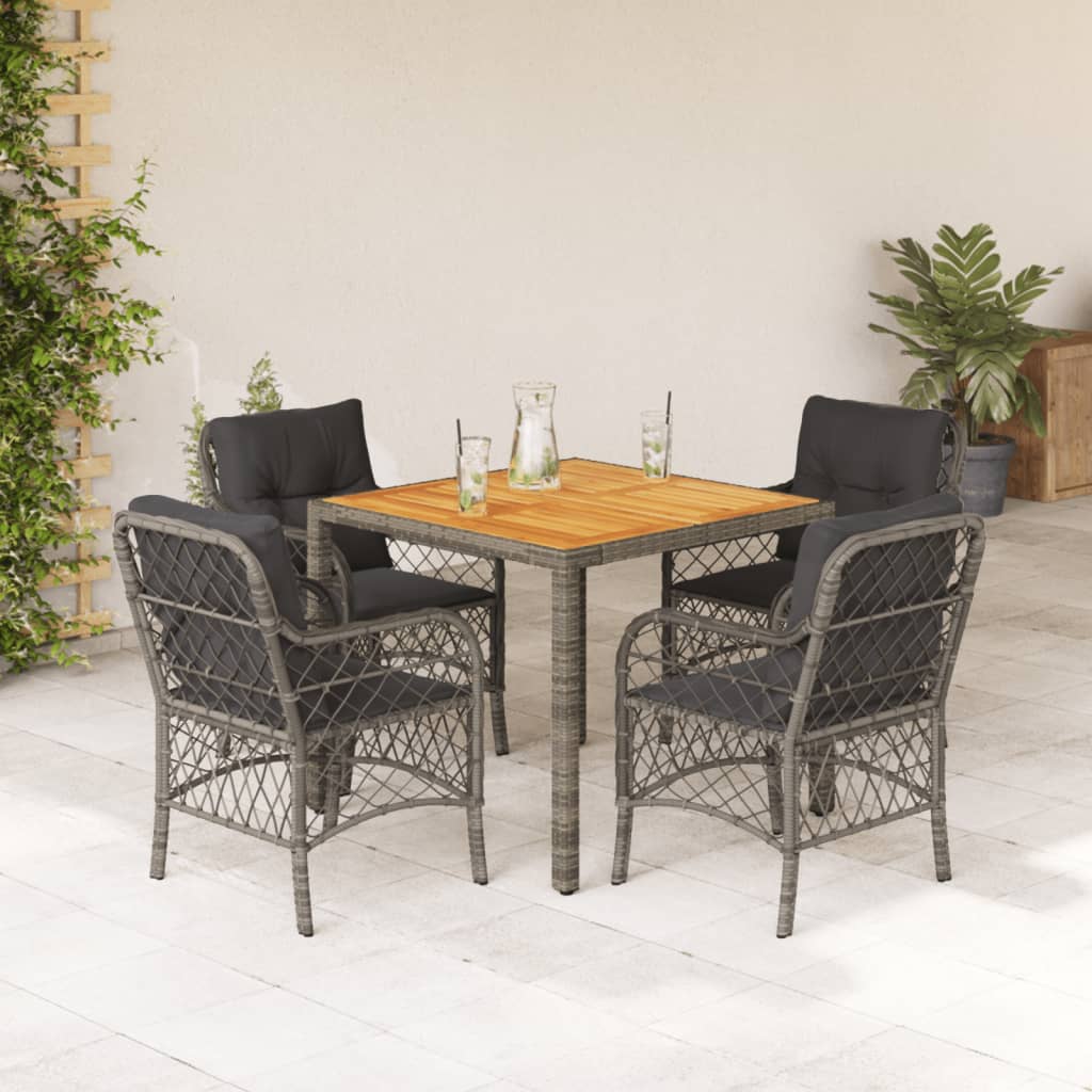 Set Bistro Cu Perne, 3 Piese, Negru, Poliratan