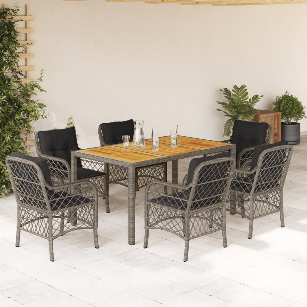 Set Bistro Cu Perne, 3 Piese, Negru, Poliratan