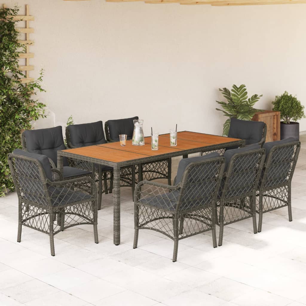 Set Bistro Cu Perne, 3 Piese, Negru, Poliratan
