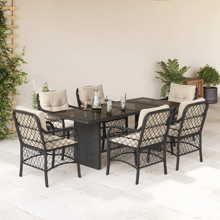 Set Mobilier Pentru Grădină, 7 Piese, Cu Perne, Bej, Poliratan