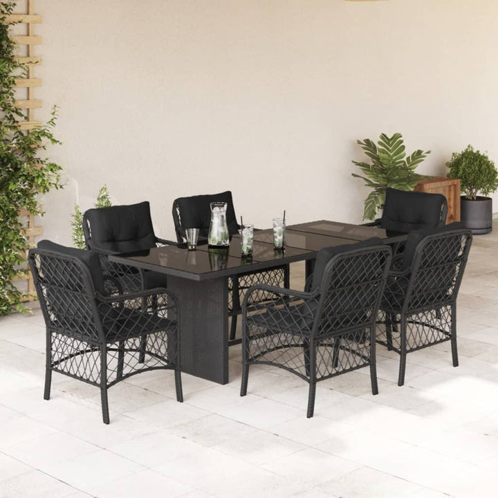 Set Mobilier Pentru Grădină, 7 Piese, Cu Perne, Bej, Poliratan
