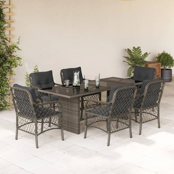 Set Mobilier Pentru Grădină, 7 Piese, Cu Perne, Bej, Poliratan
