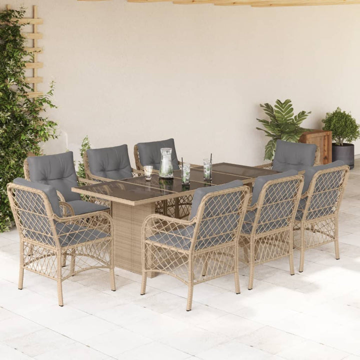 Set Mobilier Pentru Grădină, 7 Piese, Cu Perne, Bej, Poliratan