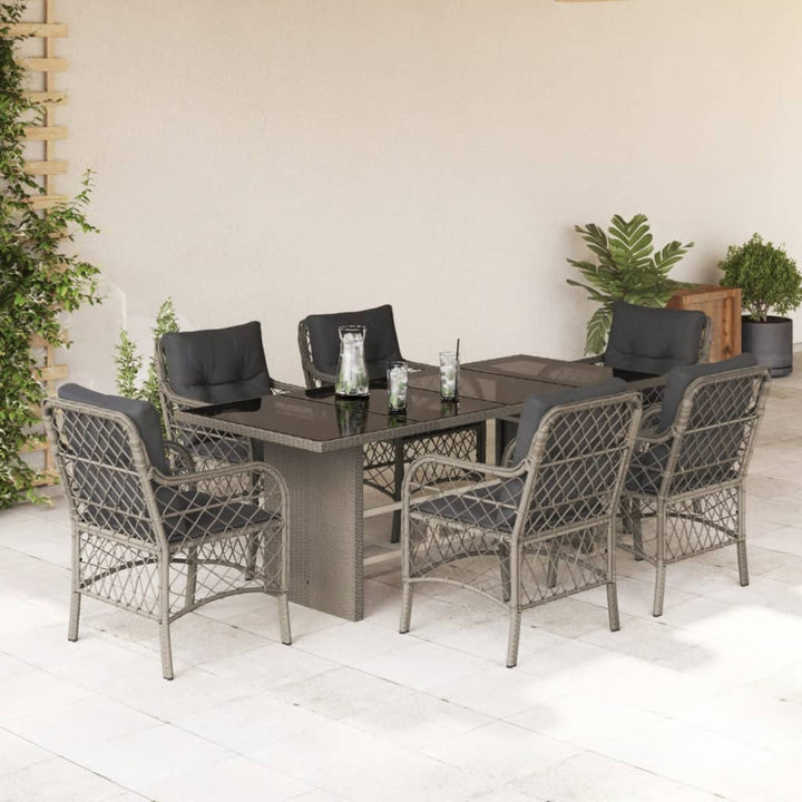 Set Mobilier Pentru Grădină, 7 Piese, Cu Perne, Bej, Poliratan
