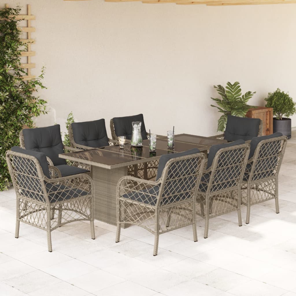 Set Mobilier Pentru Grădină, 7 Piese, Cu Perne, Bej, Poliratan