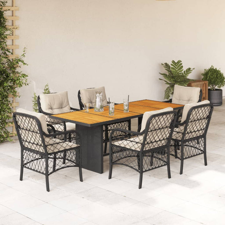 Set Mobilier Pentru Grădină, 7 Piese, Cu Perne, Bej, Poliratan