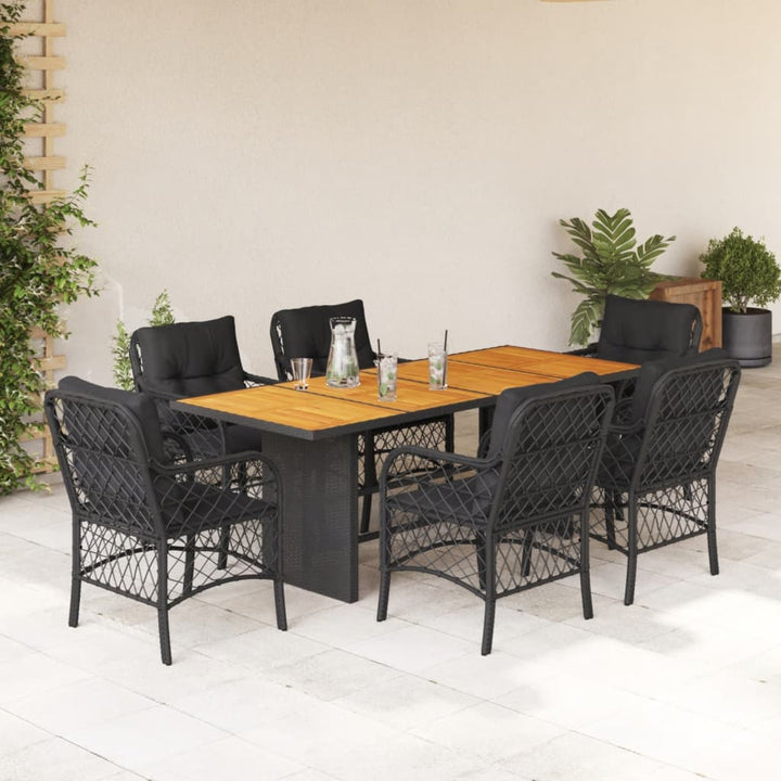 Set Mobilier Pentru Grădină, 7 Piese, Cu Perne, Bej, Poliratan