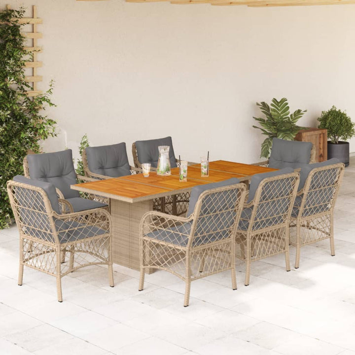 Set Mobilier Pentru Grădină, 7 Piese, Cu Perne, Bej, Poliratan