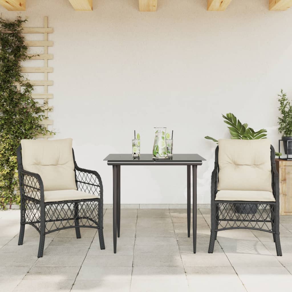 Set Mobilier De Grădină Cu Perne, 5 Piese, Negru, Poliratan