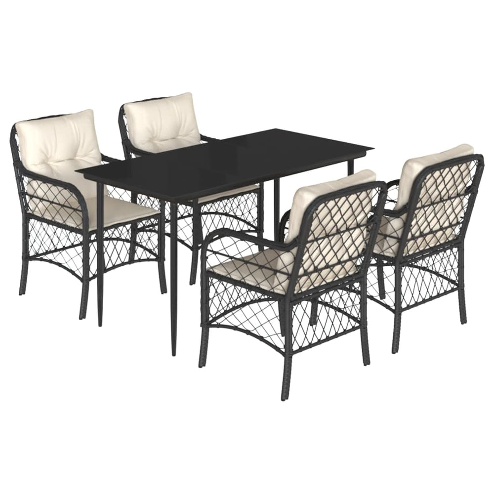 Set Mobilier De Grădină Cu Perne, 5 Piese, Negru, Poliratan