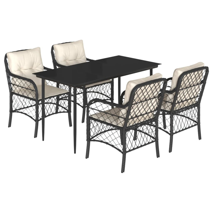 Set Mobilier De Grădină Cu Perne, 5 Piese, Negru, Poliratan