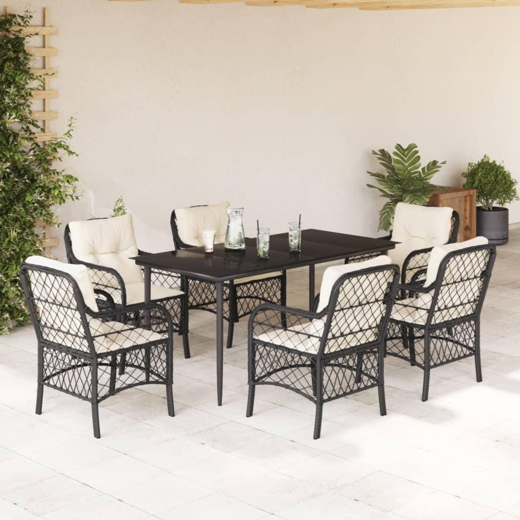 Set Mobilier De Grădină Cu Perne, 5 Piese, Negru, Poliratan