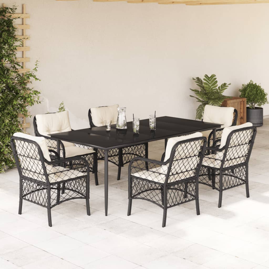 Set Mobilier De Grădină Cu Perne, 5 Piese, Negru, Poliratan