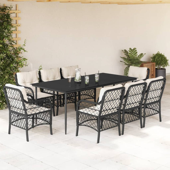Set Mobilier De Grădină Cu Perne, 5 Piese, Negru, Poliratan