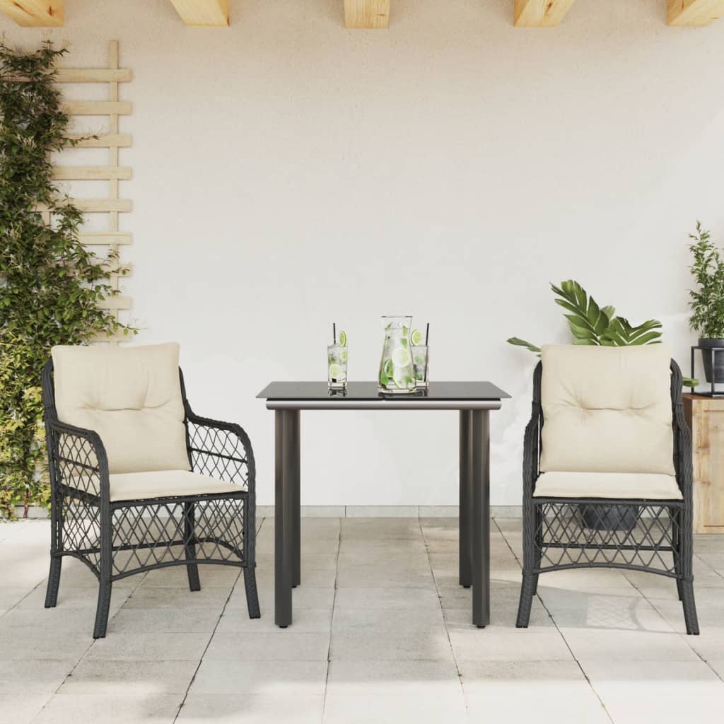 Set Mobilier De Grădină Cu Perne, 5 Piese, Negru, Poliratan