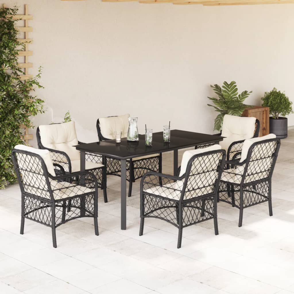 Set Mobilier De Grădină Cu Perne, 5 Piese, Negru, Poliratan