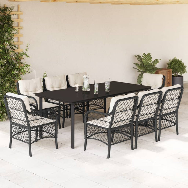 Set Mobilier De Grădină Cu Perne, 5 Piese, Negru, Poliratan