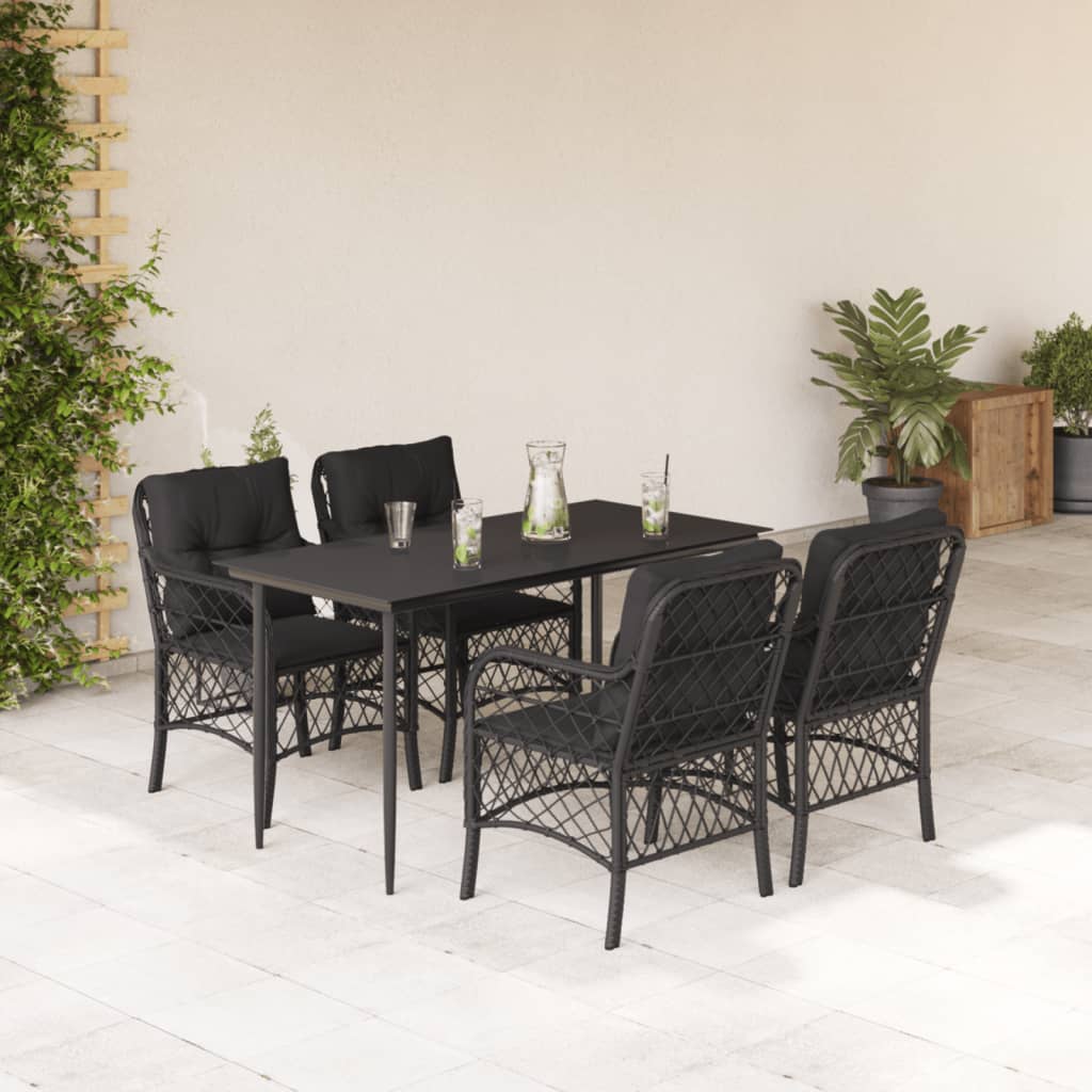 Set Bistro Cu Perne, 3 Piese, Negru, Poliratan