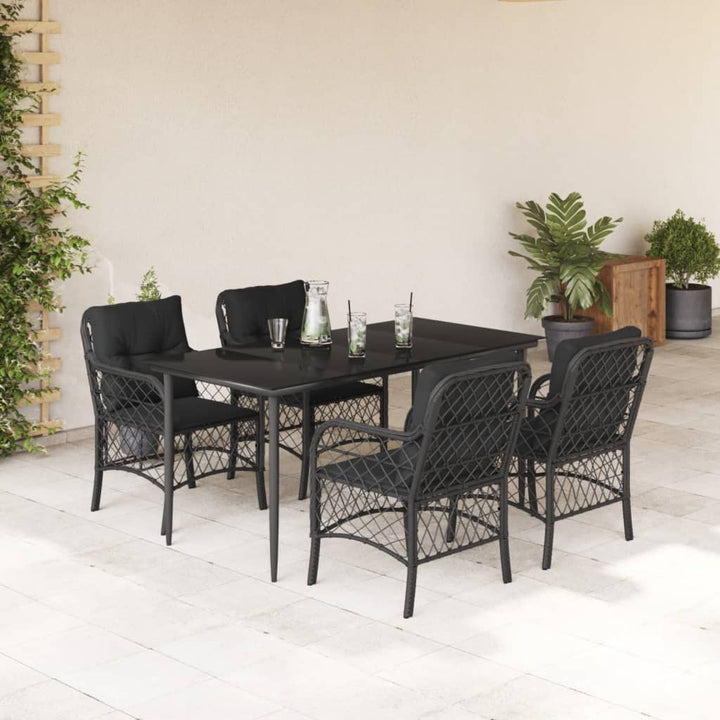 Set Bistro Cu Perne, 3 Piese, Negru, Poliratan