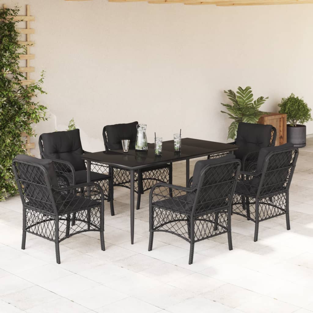 Set Bistro Cu Perne, 3 Piese, Negru, Poliratan
