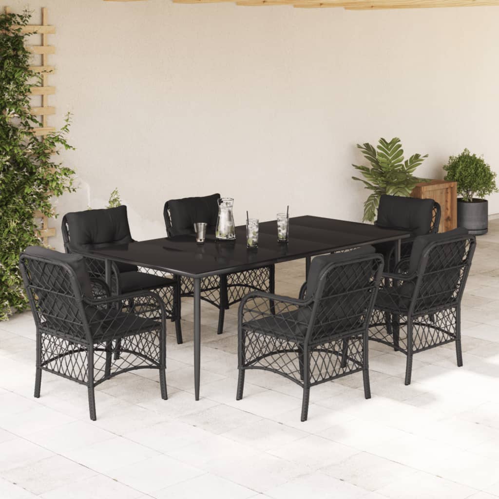 Set Bistro Cu Perne, 3 Piese, Negru, Poliratan