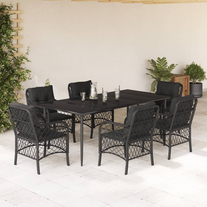 Set Bistro Cu Perne, 3 Piese, Negru, Poliratan