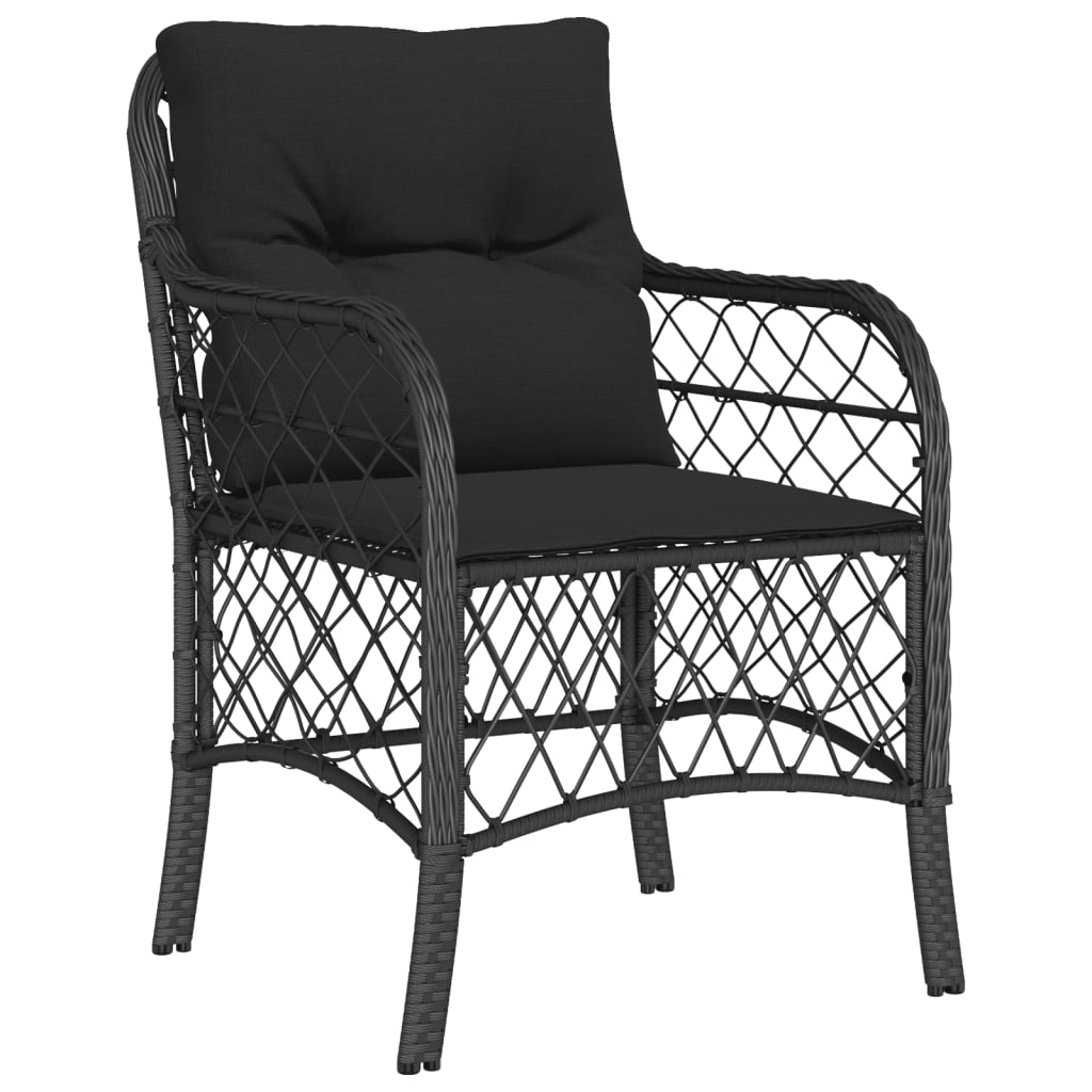 Set Bistro Cu Perne, 3 Piese, Negru, Poliratan