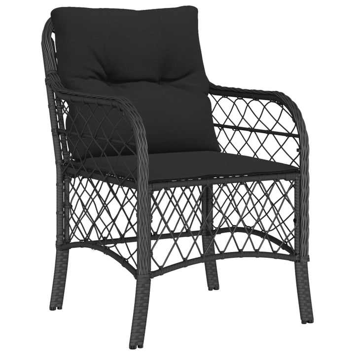 Set Bistro Cu Perne, 3 Piese, Negru, Poliratan