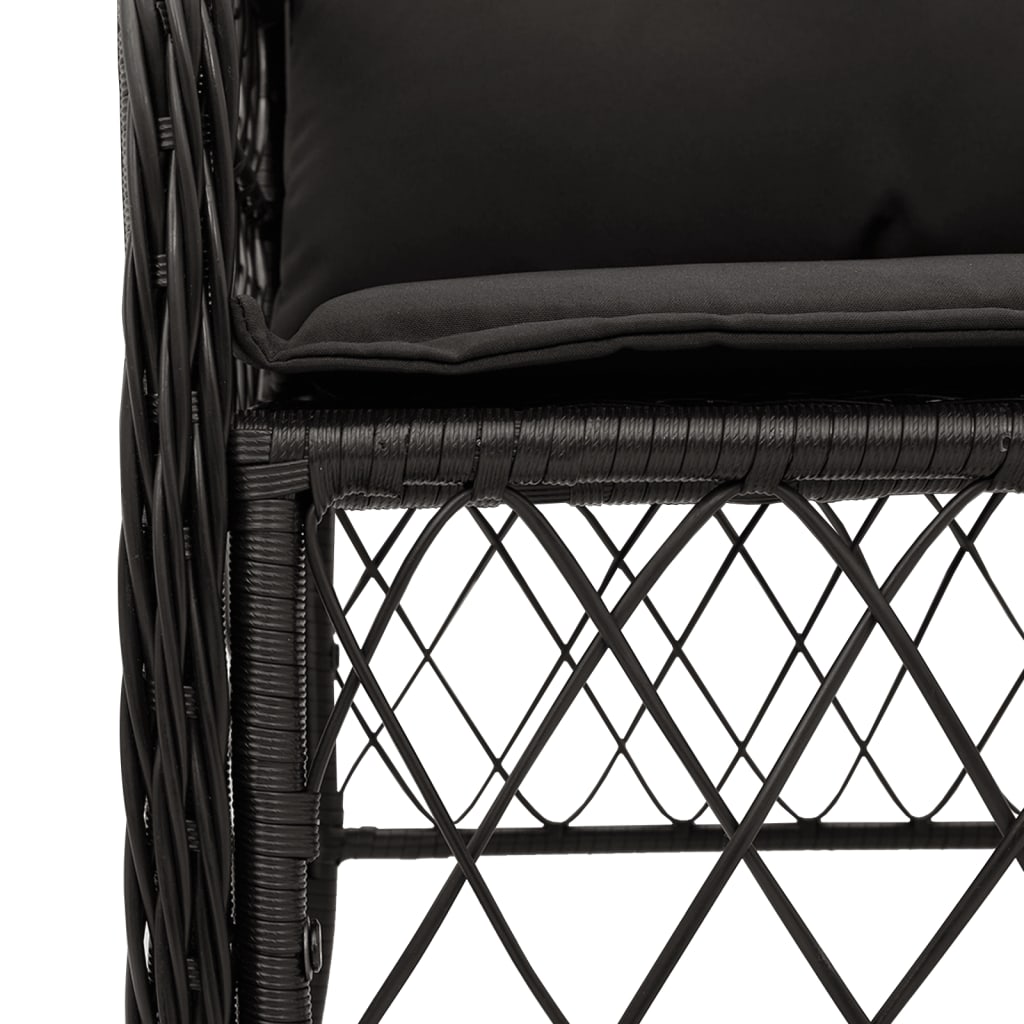 Set Bistro Cu Perne, 3 Piese, Negru, Poliratan
