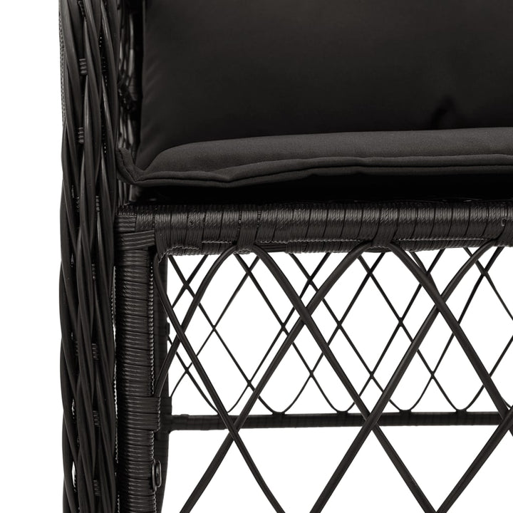 Set Bistro Cu Perne, 3 Piese, Negru, Poliratan
