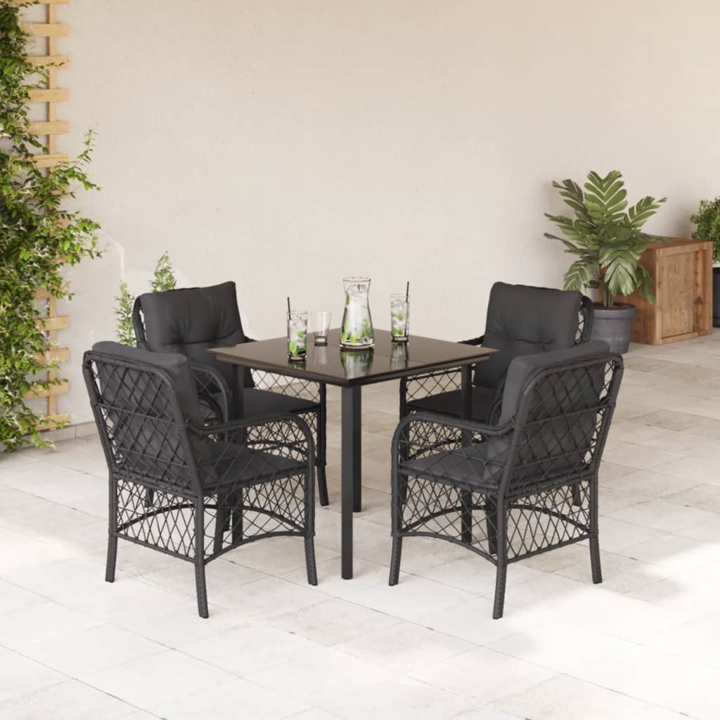 Set Bistro Cu Perne, 3 Piese, Negru, Poliratan