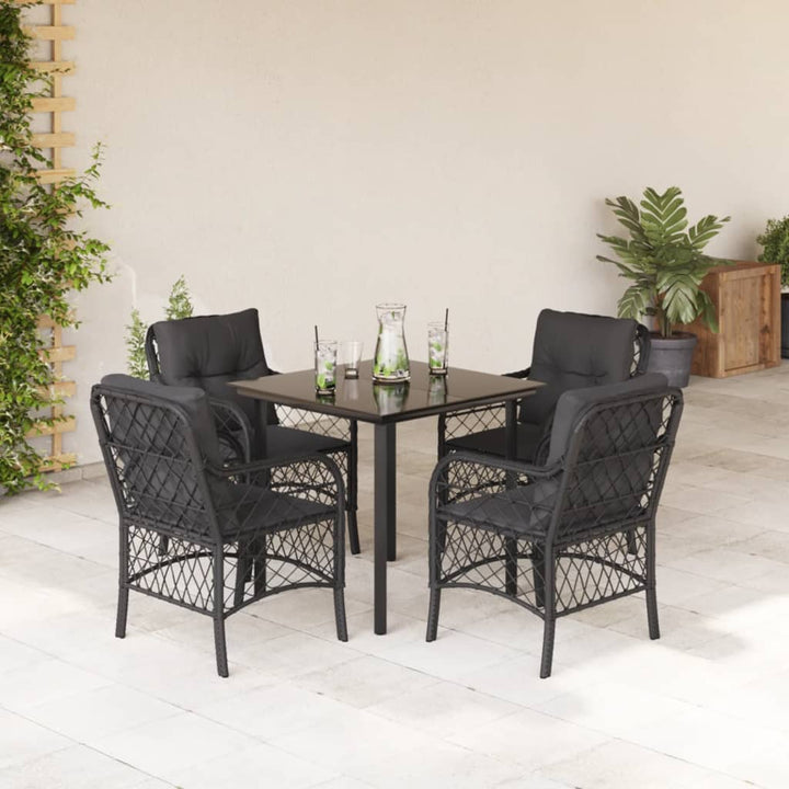 Set Bistro Cu Perne, 3 Piese, Negru, Poliratan