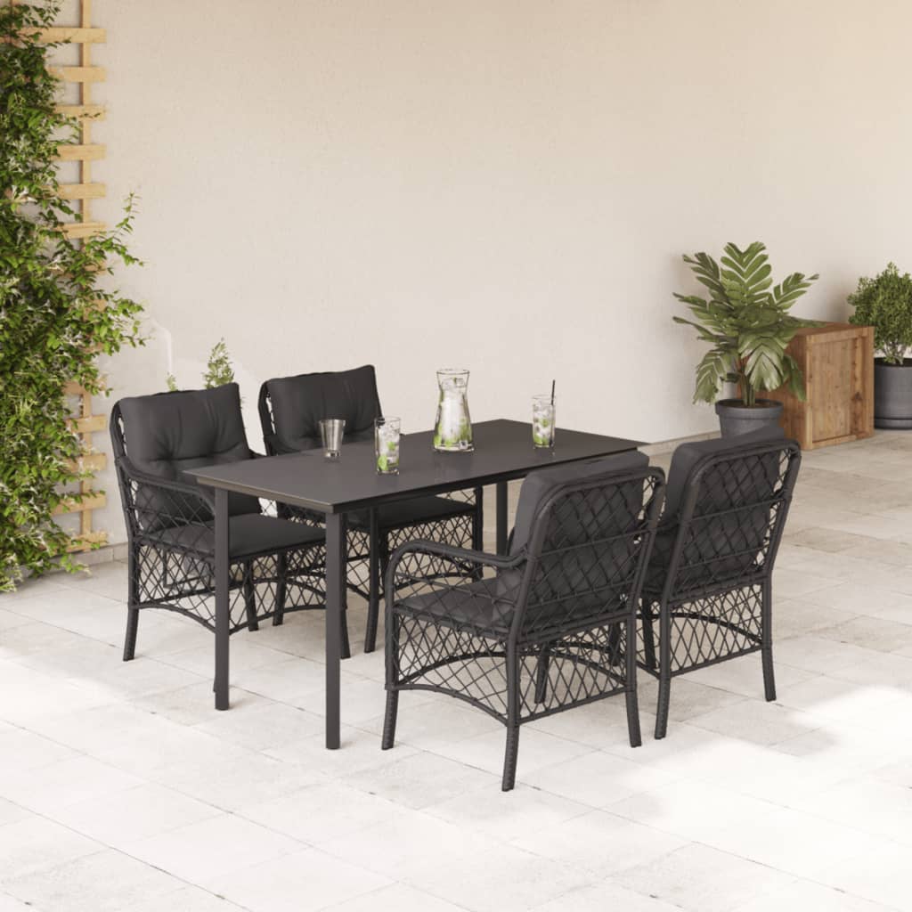 Set Bistro Cu Perne, 3 Piese, Negru, Poliratan