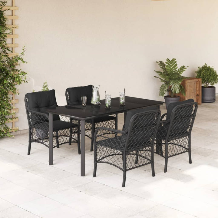 Set Bistro Cu Perne, 3 Piese, Negru, Poliratan