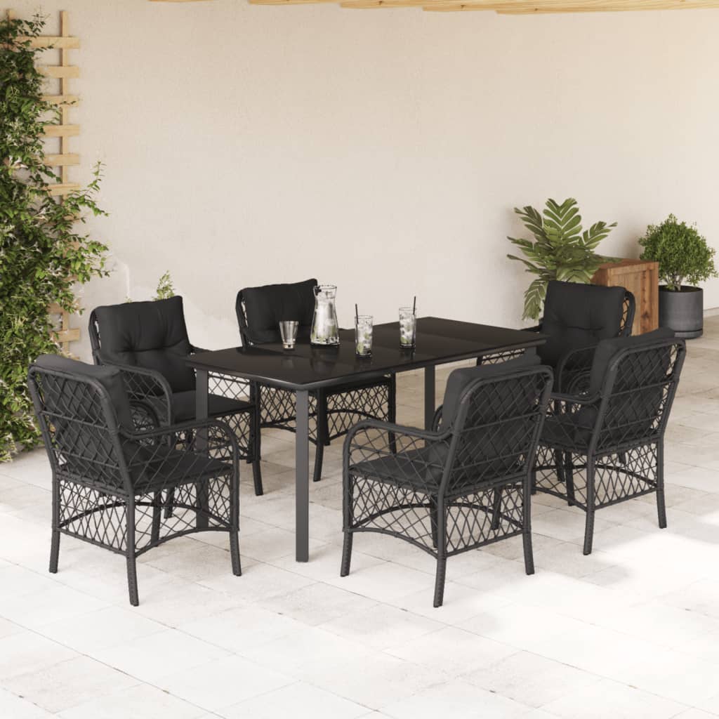 Set Bistro Cu Perne, 3 Piese, Negru, Poliratan