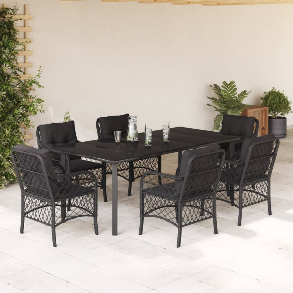 Set Bistro Cu Perne, 3 Piese, Negru, Poliratan