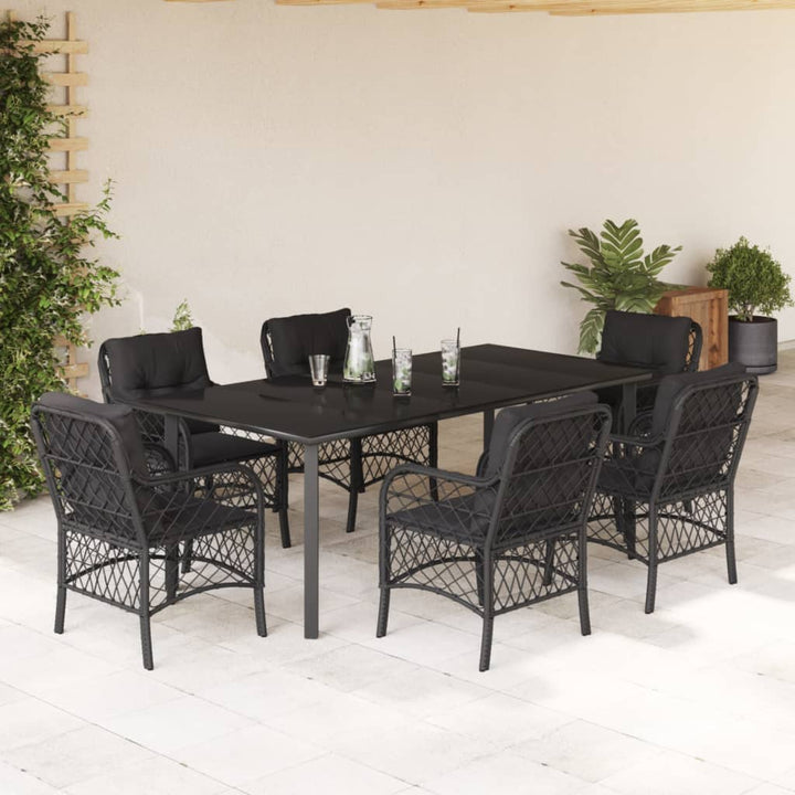 Set Bistro Cu Perne, 3 Piese, Negru, Poliratan