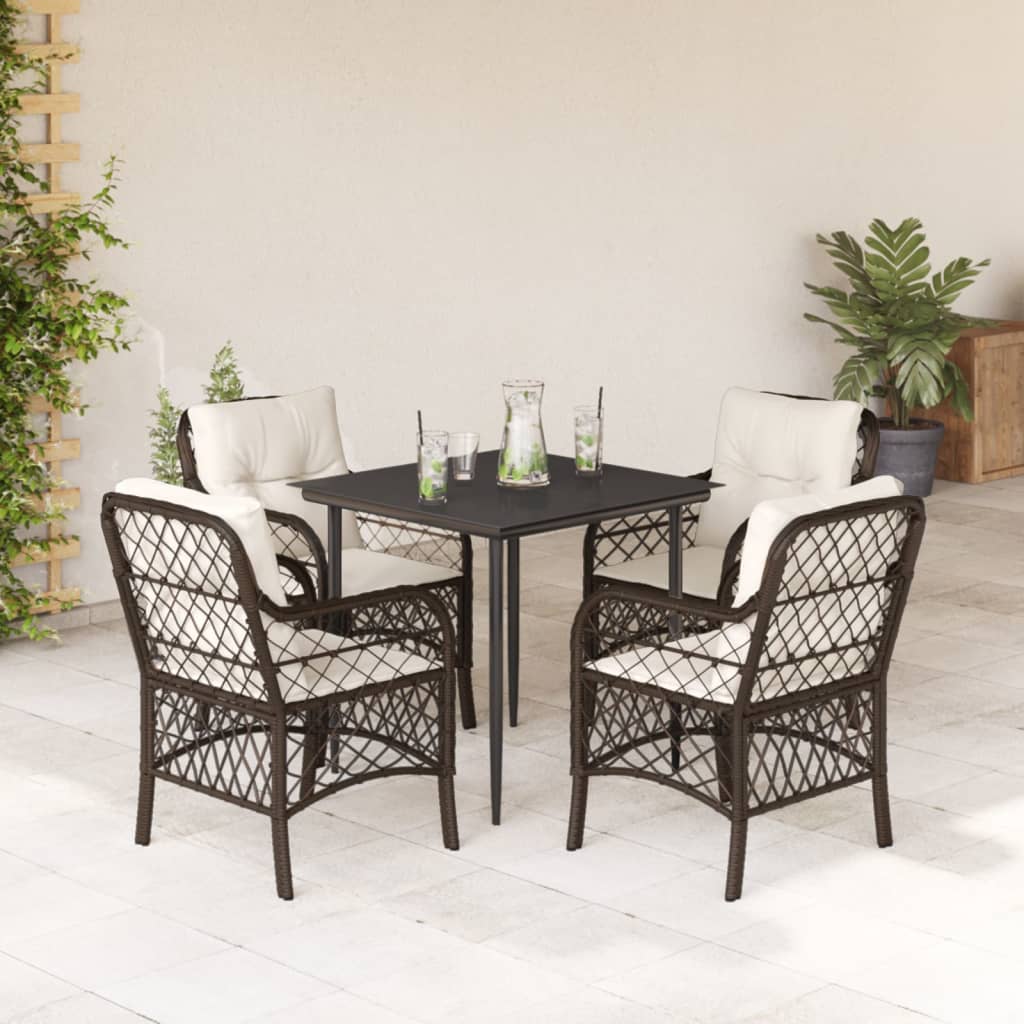 Set Bistro Cu Perne, 3 Piese, Maro, Poliratan