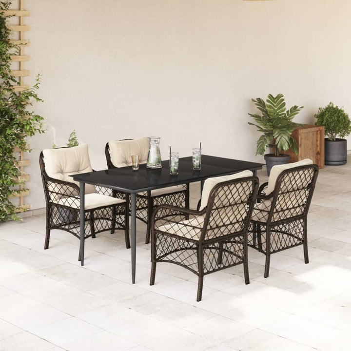 Set Bistro Cu Perne, 3 Piese, Maro, Poliratan