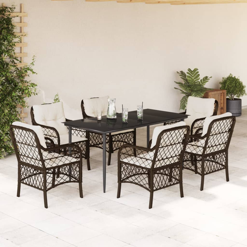 Set Bistro Cu Perne, 3 Piese, Maro, Poliratan