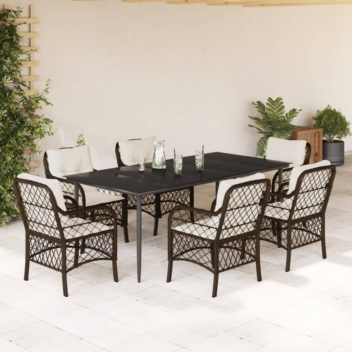 Set Bistro Cu Perne, 3 Piese, Maro, Poliratan