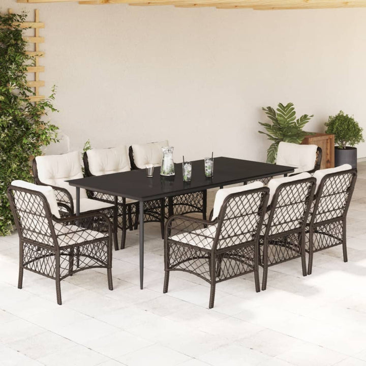 Set Bistro Cu Perne, 3 Piese, Maro, Poliratan