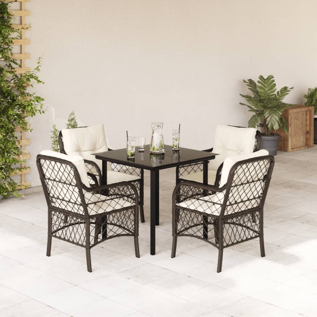 Set Bistro Cu Perne, 3 Piese, Maro, Poliratan